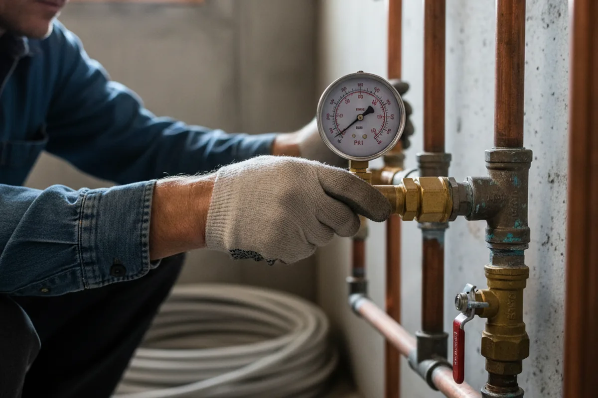 Pressure testing a repaired line during Water Line Repair in Christoval
